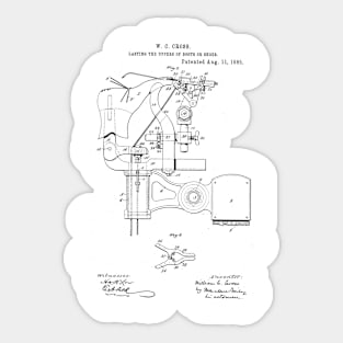 Lasting the upper of boots or shoes Vintage Retro Patent Hand Drawing Funny Novelty Gift Sticker